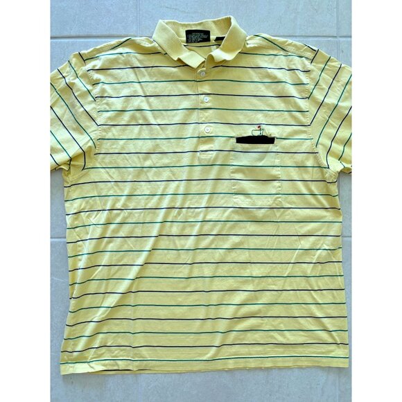 The Masters Golf Polo Shirt Mens XL Amen Corner Collection Yellow Stripe‎ VTG - Picture 3 of 8